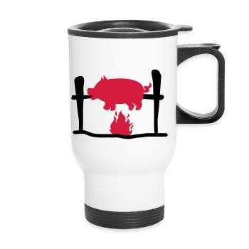 BBQ barbecue - Thermal mug with handle - white - Front