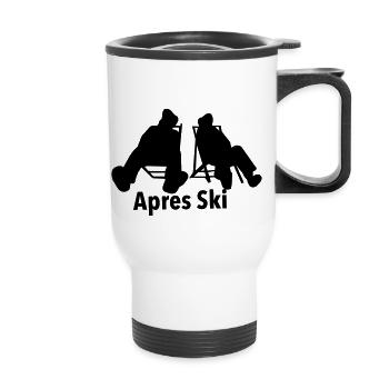 Ski, ski, skiing, après ski, freeski, freeskiing - Tasse isotherme avec poignée - blanc - Devant