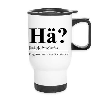 Hä? - Thermobecher mit Tragegriff - Weiß - Vorne