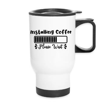 Installation de café S’il vous plaît attendre le chargement - Tasse isotherme avec poignée - blanc - Devant