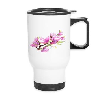 Magnolia Printemps Fleur Été - Tasse isotherme avec poignée - blanc - Devant