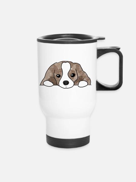 Hund - Thermobecher mit Tragegriff - Weiß