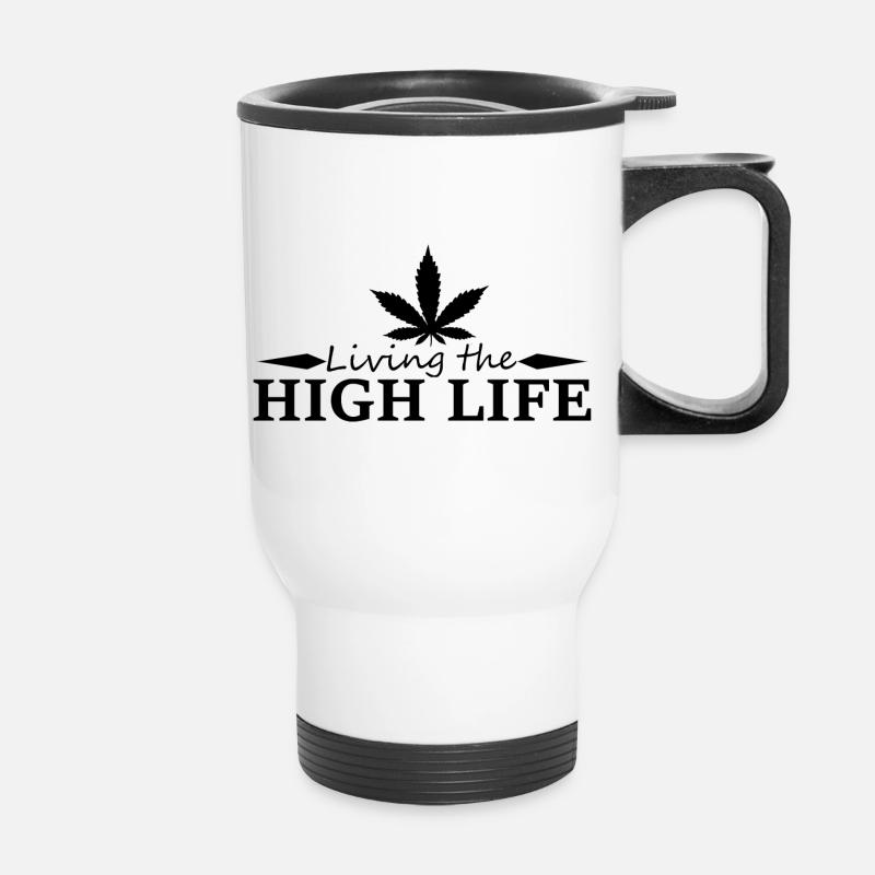 Cannabis Hight life black - Thermobecher mit Tragegriff - Weiß