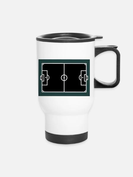 fussball feld - Thermobecher mit Tragegriff - Weiß