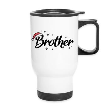 Weihnachtsmütze Brother Bruder - Thermobecher mit Tragegriff - Weiß - Vorne