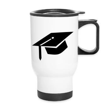 graduation cap - Thermal mug with handle - white - Front