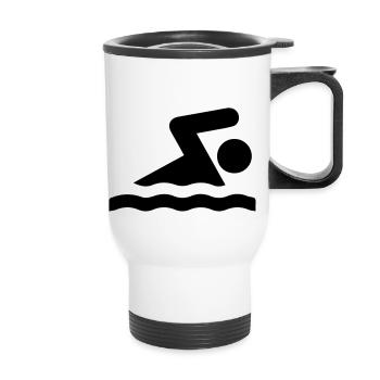 Schwimmer - Thermobecher mit Tragegriff - Weiß - Vorne