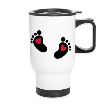 Bébé pieds - Tasse isotherme avec poignée - blanc - Devant