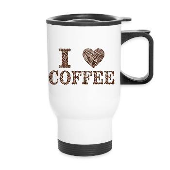 I love coffee - Thermal mug with handle - white - Front