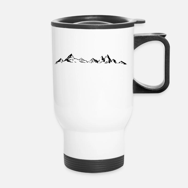 BERGE Mountains Landscape Silhouette Panorama - Thermal mug with handle - white