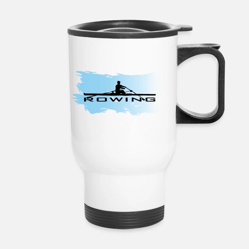 Rudern, Einer Ruderer, Wasser - Thermobecher mit Tragegriff - Weiß