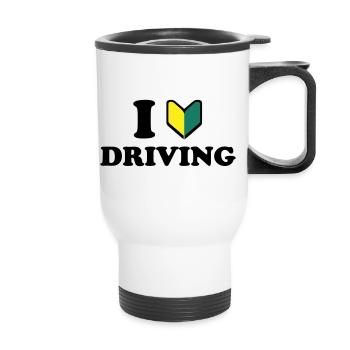 I Wakaba [Heart/Love] Driving - Thermal mug with handle - white - Front