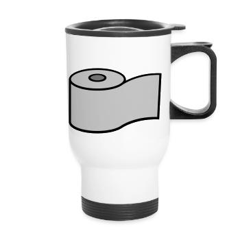 Toilet Paper Roll Logo Design - Thermal mug with handle - white - Front