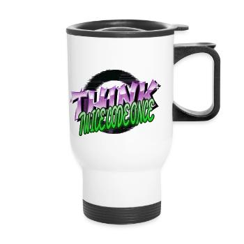 frontend developer statement quote - Thermal mug with handle - white - Front