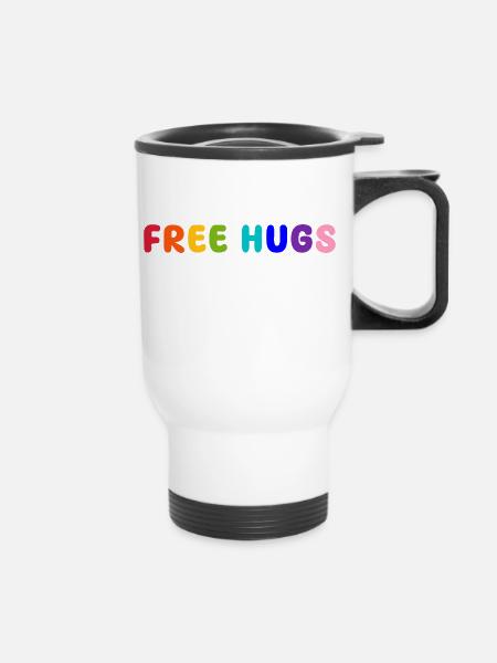free hugs - Thermobecher mit Tragegriff - Weiß