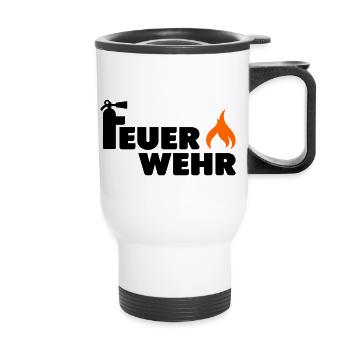Feuerwehr Flamme - Thermobecher mit Tragegriff - Weiß - Vorne