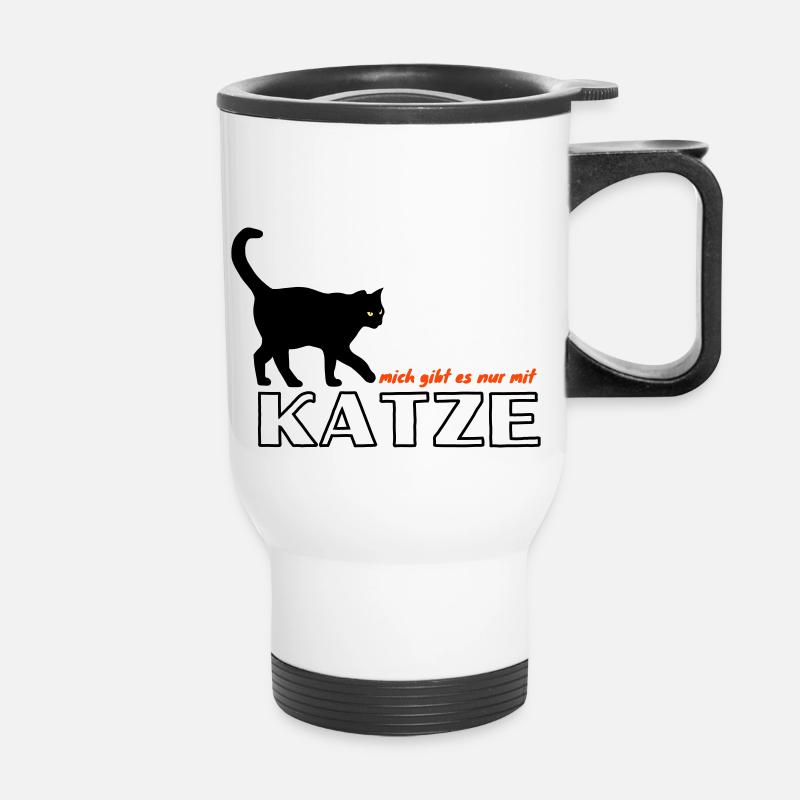 Pfotschafter Design: Mich gibt es nur mit Katze - Thermobecher mit Tragegriff - Weiß