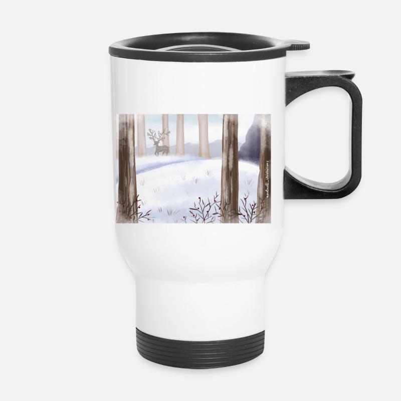 L’hiver en forêt - Tasse isotherme avec poignée - blanc