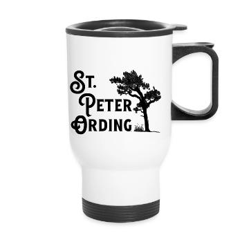 St. Peter-Ording, Perle der Nordsee - Thermobecher mit Tragegriff - Weiß - Vorne