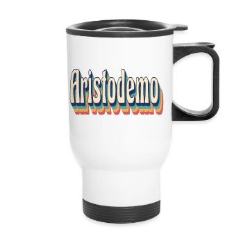 Aristodemo Retro Vintage T-Shirt - Thermobecher mit Tragegriff - Weiß - Vorne