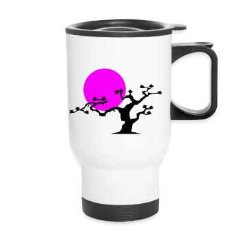 Japanese Tree - Thermal mug with handle - white - Front
