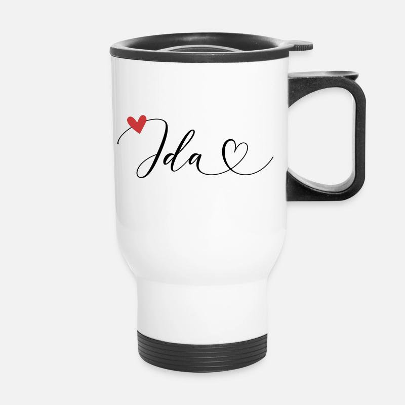 Ida Name First name Calligraphy Heart - Thermal mug with handle - white