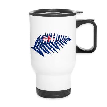 Fougère de Nouvelle-Zélande avec drapeau - Tasse isotherme avec poignée - blanc - Devant