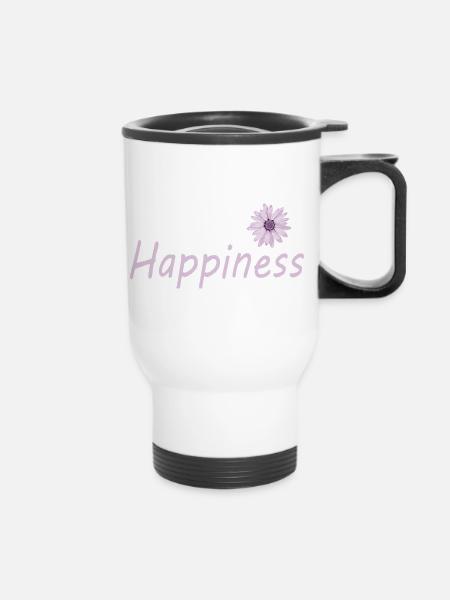 HAPPINESS - Thermobecher mit Tragegriff - Weiß