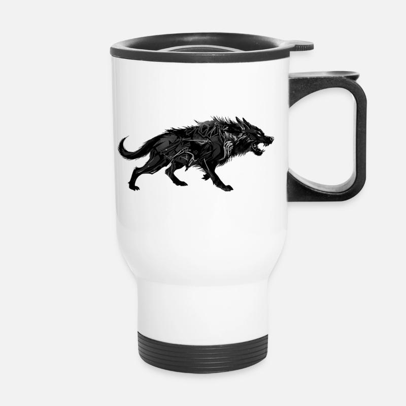 wolf - Thermal mug with handle - white