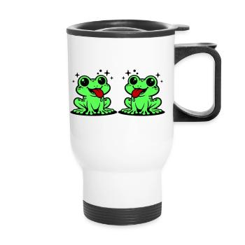 Kröte paar Frosch - Thermobecher mit Tragegriff - Weiß - Vorne