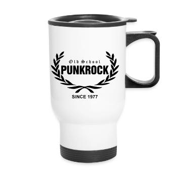 Old School Punkrock Since 1977 (schwarzer Druck) - Thermobecher mit Tragegriff - Weiß - Vorne