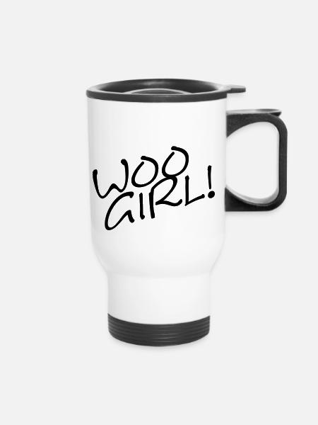 WOO GIRL! - Thermobecher mit Tragegriff - Weiß