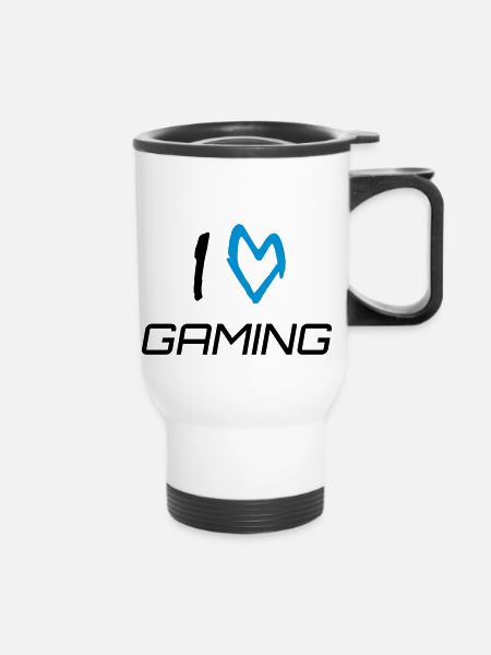 I love gaming - Thermal mug with handle - white