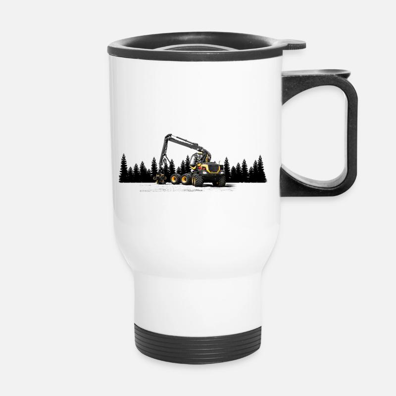 Hervester forestry machine - Thermal mug with handle - white