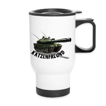 Katzenfreund - Panzer - Thermobecher mit Tragegriff - Weiß - Vorne