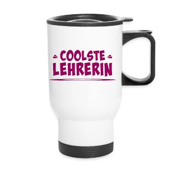 coolste lehrerin - Thermobecher mit Tragegriff - Weiß - Vorne