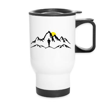 Berglauf, Trail running, Mann - Thermobecher mit Tragegriff - Weiß - Vorne