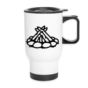Feu de camp de camping sans feu - Tasse isotherme avec poignée - blanc - Devant
