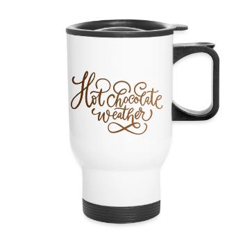 Chocolat chaud Cacao Chocolat Hiver Automne - Tasse isotherme avec poignée - blanc - Devant