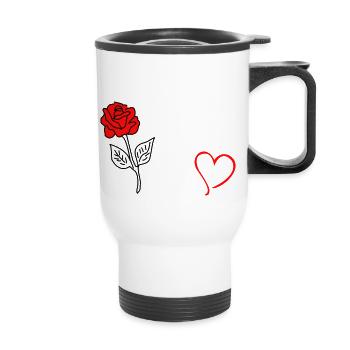 CŒUR ROSE POUR LES AMOUREUX - IN LOVE #Liebe #Love - Tasse isotherme avec poignée - blanc - Devant