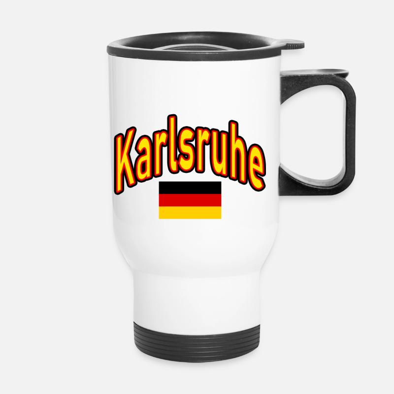 Karlsruhe germany flag - Thermal mug with handle - white