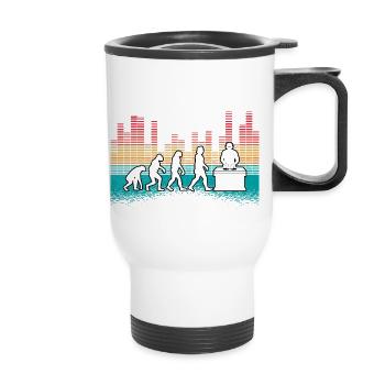 Evolution de l’homme DJ Techno Vinyle Rétro Vintage - Tasse isotherme avec poignée - blanc - Devant