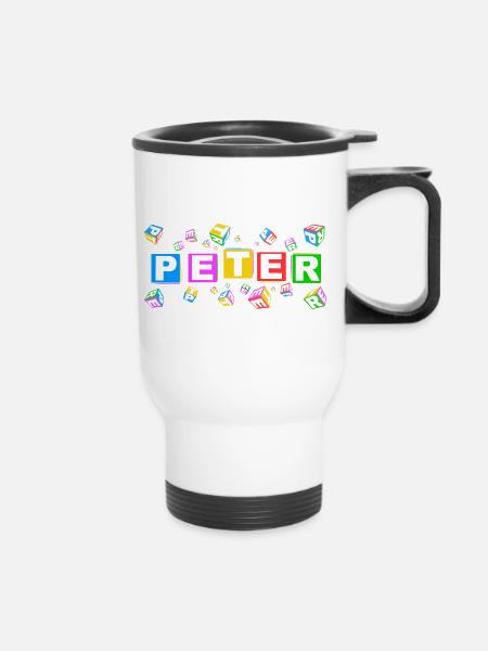 PETER colourful cubes - Thermobecher mit Tragegriff - Weiß