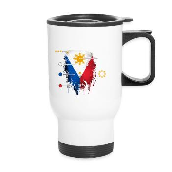 Philippinen Filipino Flagge Stolz I Geschenk - Thermobecher mit Tragegriff - Weiß - Vorne