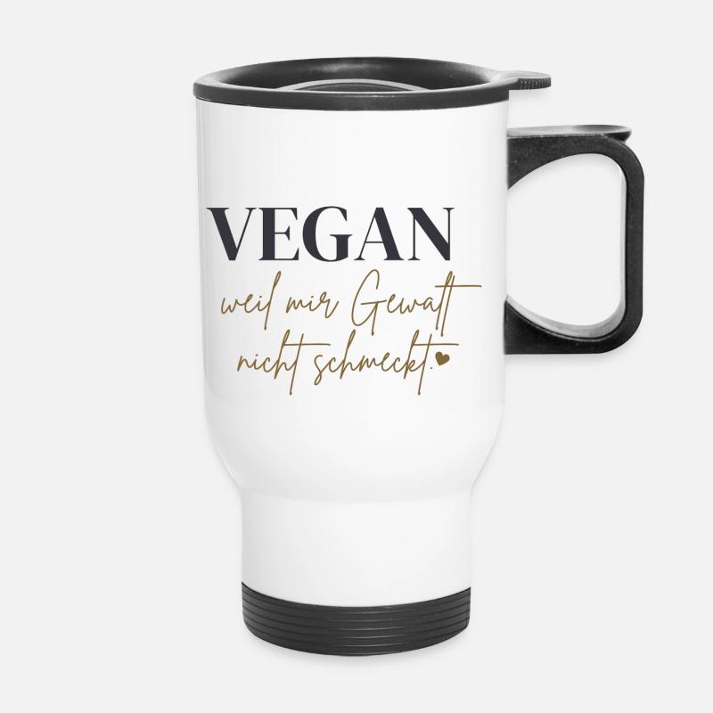 Vegan, because I don't like violence - Thermal mug with handle - white