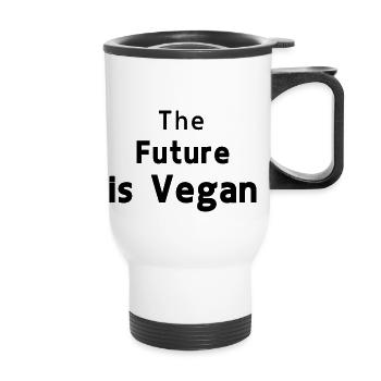 The future is vegan - Thermal mug with handle - white - Front