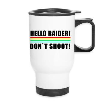 Bonjour Raider Les rayures néon en couleurs rétro ne prennent pas de tir - Tasse isotherme avec poignée - blanc - Devant