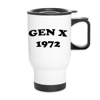 Gen X 1972 Retro Typography Shirt - Thermobecher mit Tragegriff - Weiß - Vorne