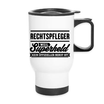 Superheld Rechtpfleger - Thermobecher mit Tragegriff - Weiß - Vorne