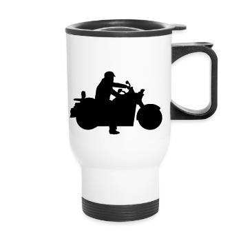 faire de la moto - Tasse isotherme avec poignée - blanc - Devant